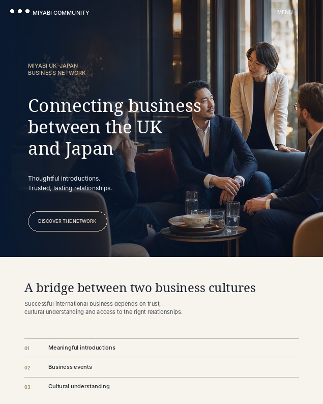 Miyabi UK–Japan Business Network website